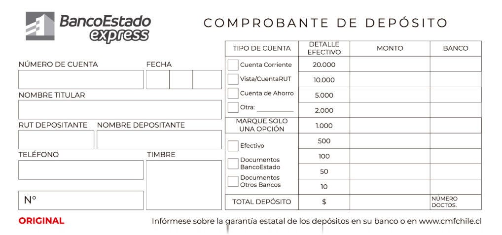 papeleta de depósito