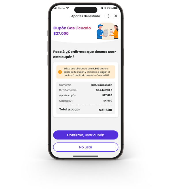 Paso 5 Cupón Gas Licuado $27.000