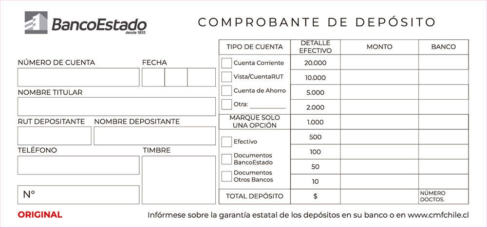 papeleta de depósito