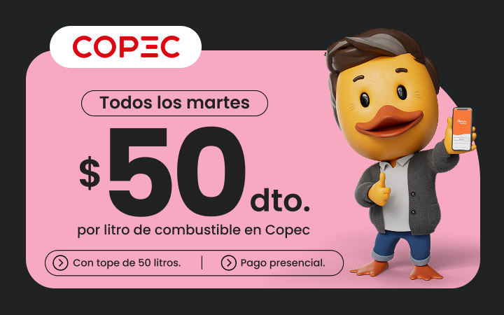 Descuento combustible Copec pagando con App Rutpay