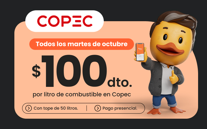 Descuento combustible Copec pagando con App Rutpay