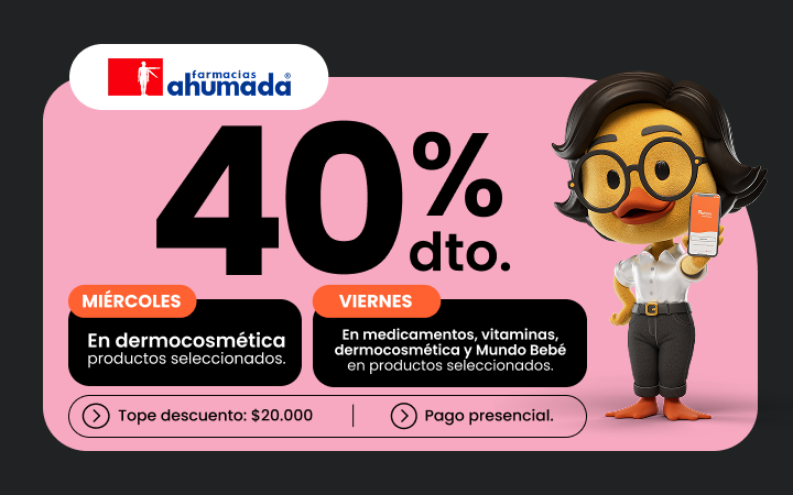 40% descuentos Miercoles y Viernes en productos seleccionados en Farmacias Ahumada pagando con Rutpay
