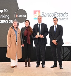 Equipo de BancoEstado recibe reconocimiento Top 10 ICREO 2026 por CuentaRUT.